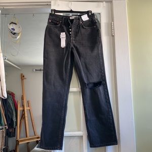 Topshop Chicago Ripped Knee High Waist Dad Jeans